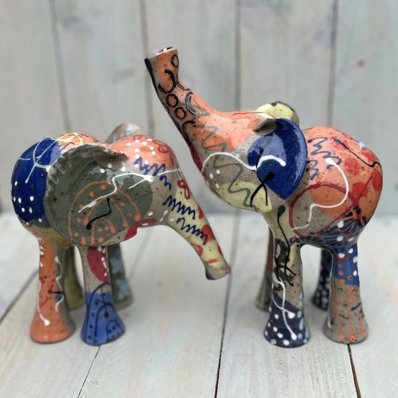 Elizabeth-Pickup-Pottery-Ceramib-Artist-Sabden-Elephants Elizabeth Pickup Pottery Ceramic Artist Sabden example work Elephants